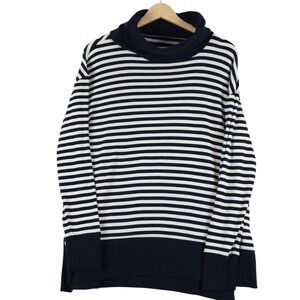 GAP Sweater Navy Long Sleeve White Stripe Cowl‎ Neck Pullover Size Medium